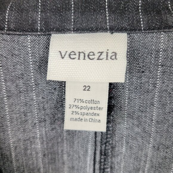 Venezia Denim Jean Jacket Plus size 22 coat Stretch Pinstripe 22W Vintage Y2K - Picture 5 of 5
